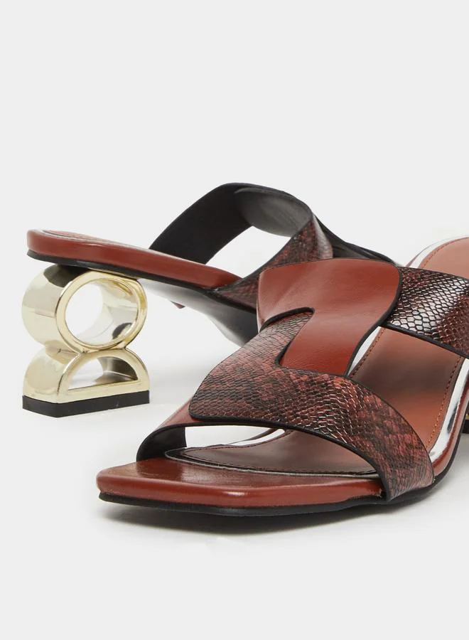 Take Two Women Snake Skin Print Mid-Heel Sandals